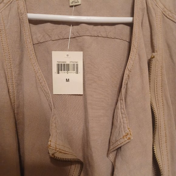 NWT Lucky Brand Soft Linen Jacket, Asymmetrical Zip Front - Picture 3 of 10